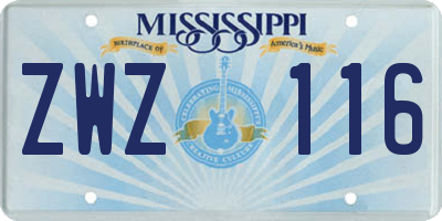 MS license plate ZWZ116