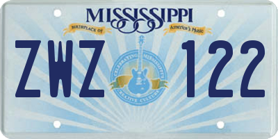 MS license plate ZWZ122