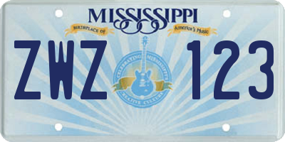 MS license plate ZWZ123