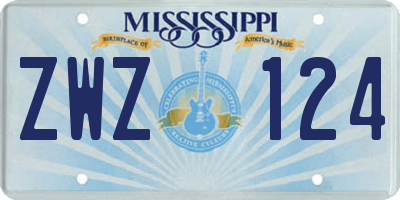 MS license plate ZWZ124