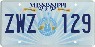 MS license plate ZWZ129