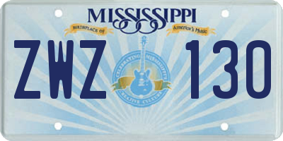 MS license plate ZWZ130