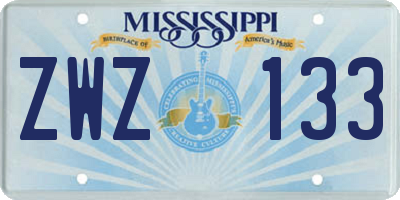 MS license plate ZWZ133