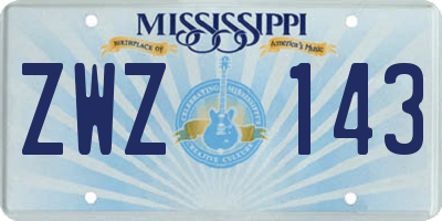 MS license plate ZWZ143