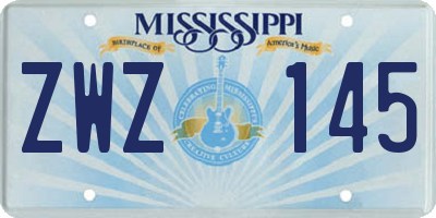 MS license plate ZWZ145