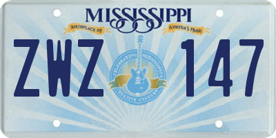 MS license plate ZWZ147