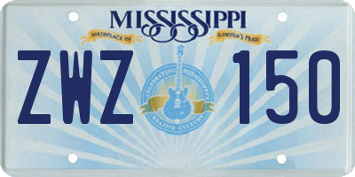 MS license plate ZWZ150
