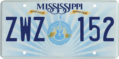 MS license plate ZWZ152