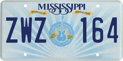 MS license plate ZWZ164