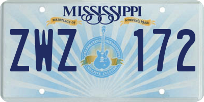 MS license plate ZWZ172