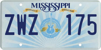 MS license plate ZWZ175