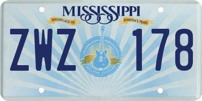 MS license plate ZWZ178