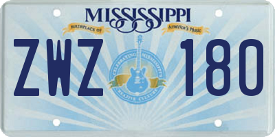 MS license plate ZWZ180
