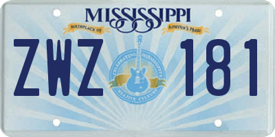 MS license plate ZWZ181