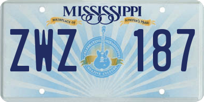MS license plate ZWZ187