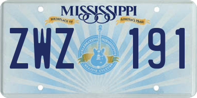 MS license plate ZWZ191