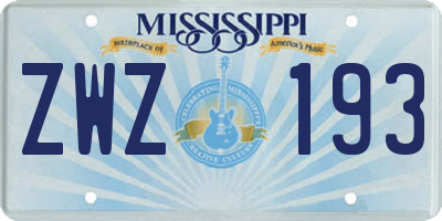 MS license plate ZWZ193