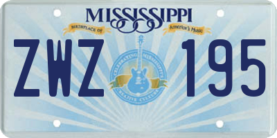 MS license plate ZWZ195