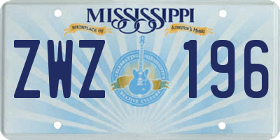 MS license plate ZWZ196