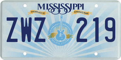 MS license plate ZWZ219