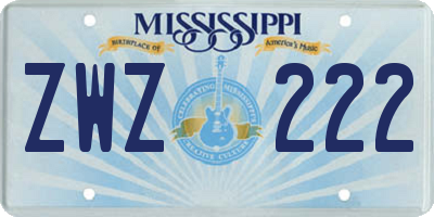 MS license plate ZWZ222