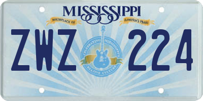 MS license plate ZWZ224