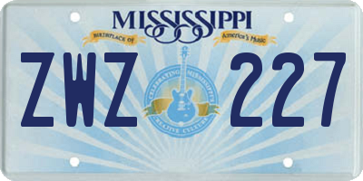 MS license plate ZWZ227