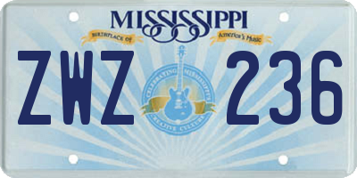 MS license plate ZWZ236