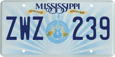 MS license plate ZWZ239