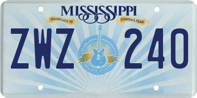 MS license plate ZWZ240