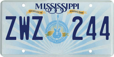 MS license plate ZWZ244