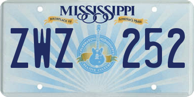 MS license plate ZWZ252