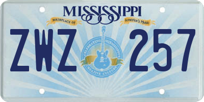MS license plate ZWZ257