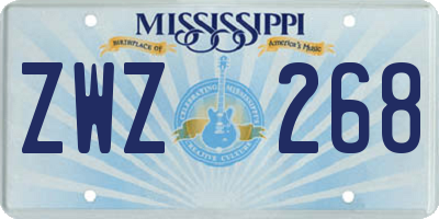 MS license plate ZWZ268
