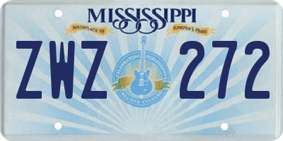 MS license plate ZWZ272