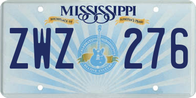MS license plate ZWZ276