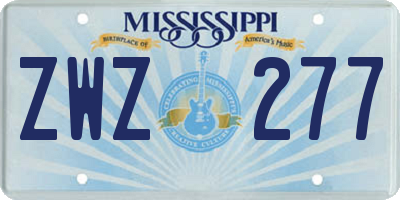 MS license plate ZWZ277