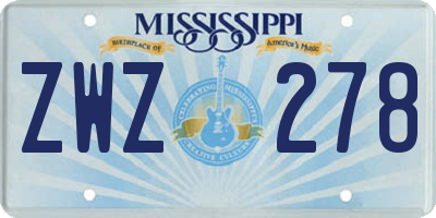 MS license plate ZWZ278