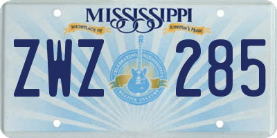 MS license plate ZWZ285
