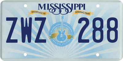 MS license plate ZWZ288