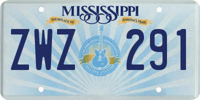MS license plate ZWZ291