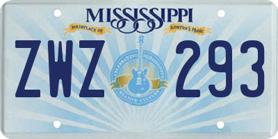 MS license plate ZWZ293