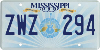 MS license plate ZWZ294