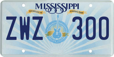 MS license plate ZWZ300