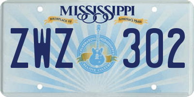 MS license plate ZWZ302