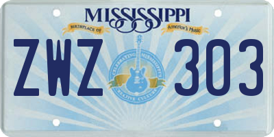 MS license plate ZWZ303
