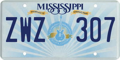 MS license plate ZWZ307