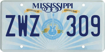 MS license plate ZWZ309