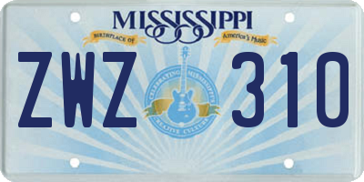 MS license plate ZWZ310
