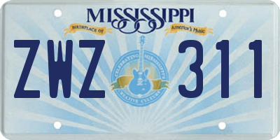MS license plate ZWZ311